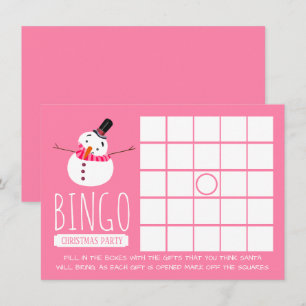 Invitation Pink Snowman, Bingo de Noël