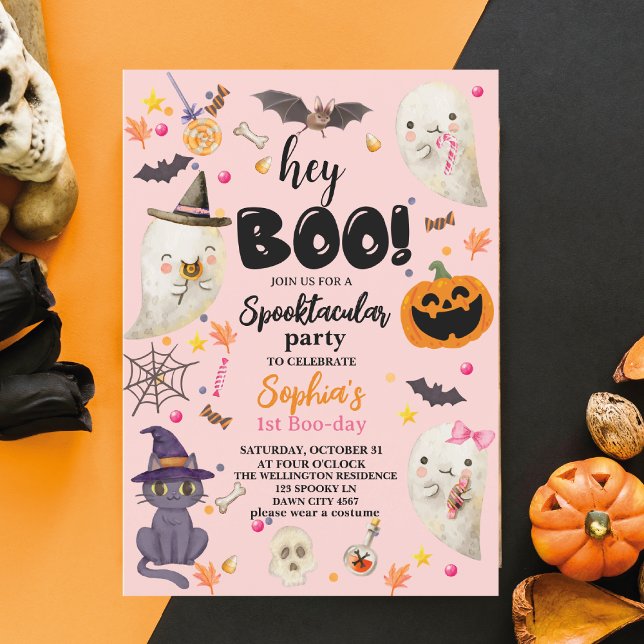 Invitation Pink Spooktacular Halloween 1er Boo-day Anniversai (Créateur téléchargé)