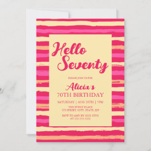 Invitation Pink Stripes Colorful Bonjour Soixante-Dix Fille A