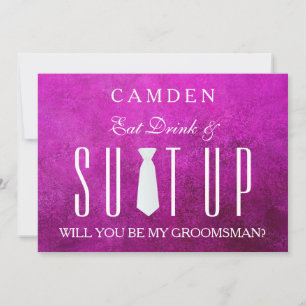 Invitation Pink Suitup Serez-vous mon groom ?