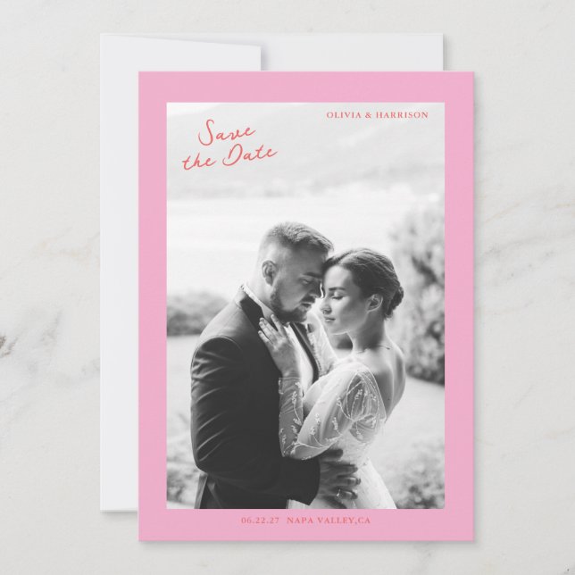 Invitation Pink Summer Wedding Save the Date (Devant)