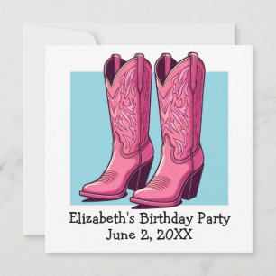 Invitation Pink tendance fille bottes fille fête d'anniversai