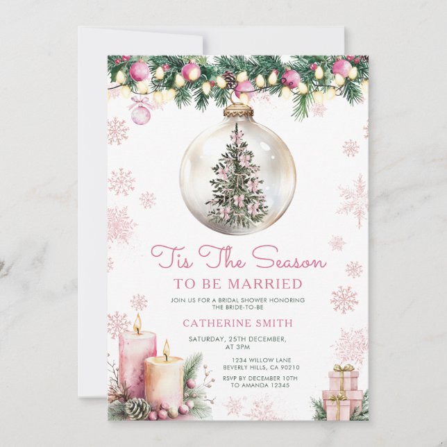 Invitation Pink Tis The Season to Be Married Bridal Shower (Devant)