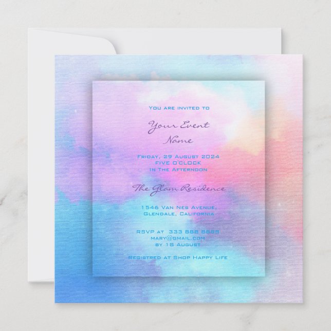 Invitation Pink Turquoise Aquatique Tiffany Pink Ocean Waterc (Devant)