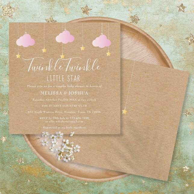 Invitation Pink Twinkle Twinkle Little Star Baby shower (Créateur téléchargé)