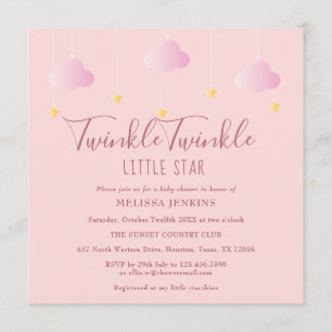 Invitation Pink Twinkle Twinkle Little Star Baby shower