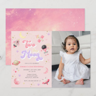 Invitation Pink Two l'espace de la Lune Anniversaire