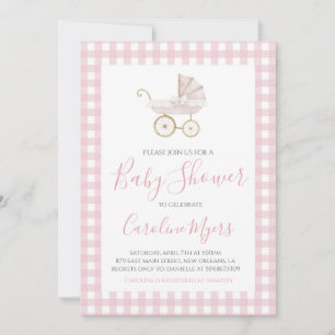 Invitation Pink Vintage bébé transport bébé bébé bébé fille d