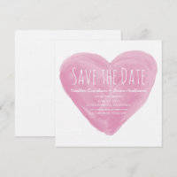 Pink Watercolor Heart Enregistrer la date Invitati