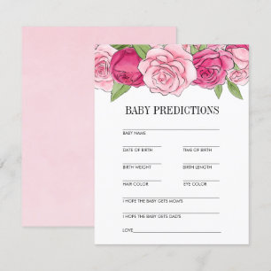 Invitation Pink Watercolor Roses Baby shower prédiction