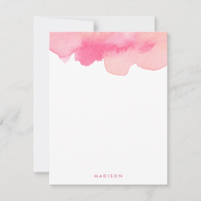 Invitation Pink Watercolor Splash Merci Notes (Devant)