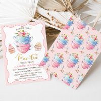Pink Wave Floral Par tea Party Anniversaire