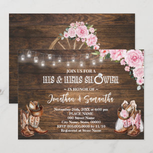 Invitation Pink Western Son et ses Mariage d'étable de douche