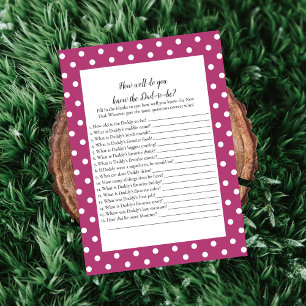 Invitation Pink White Baby Bow Qui Connaît Papa Meilleur Jeu