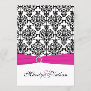Invitation Pink, White, Black Mariage damassé
