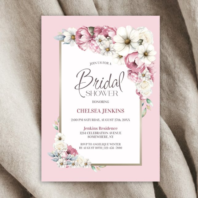 Invitation Pink White Floral (Créateur téléchargé)
