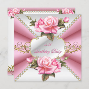 Invitation Pink White Gold Belle fête d'anniversaire