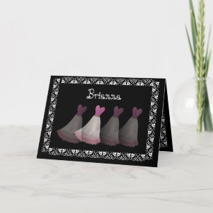 Invitation PINK & WHTE Gowns & dentelle - Be My Bridesmaid