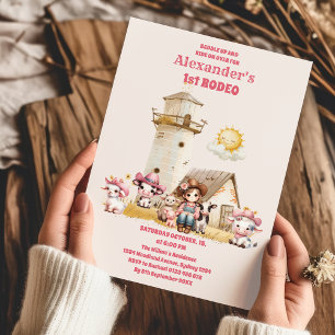 Invitation Pink Wild West Cowgirl 1ère fête d'anniversaire