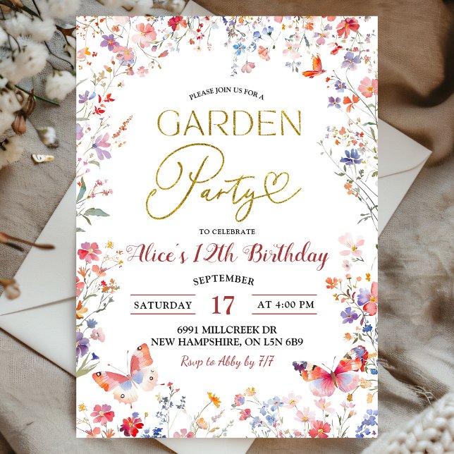 Invitation Pink Wildflower Teens Birthday (Créateur téléchargé)