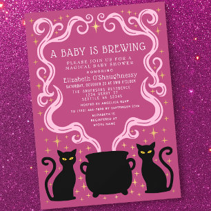 Invitation Pink Witchy Baby prépare une Baby Shower pour Bébé