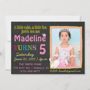 Invitation Pink & Yellow Chalkboard