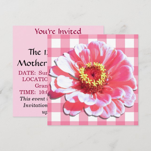 Invitation - Pink Zinnia (Devant / Derrière)
