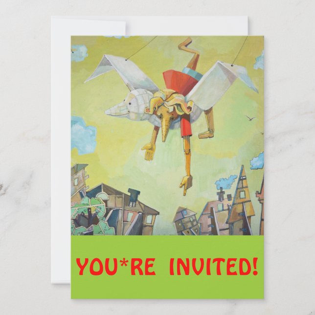 Invitation Pinocchio sur le pigeon (Devant)