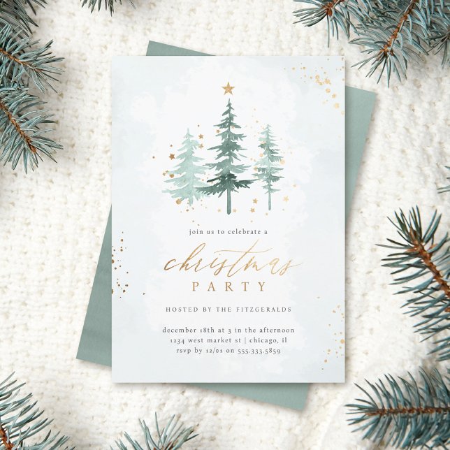 Invitation Pins d'aquarelle fêtes de Noël (Créateur téléchargé)