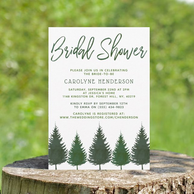 Invitation Pins de bois simples Fête des mariées verdoyante (Créateur téléchargé)