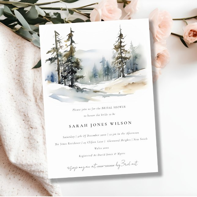 Invitation Pins d'hiver Fête des mariées paysage de neige (Créateur téléchargé)