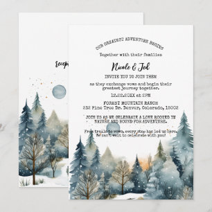 Invitation Pins d'hiver rustique neige extérieure Mariage