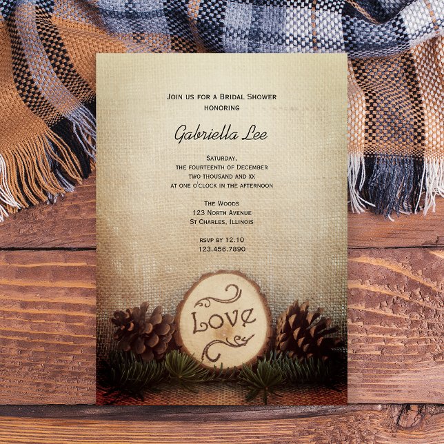 Invitation Pins rustiques Fête des mariées des bois (Créateur téléchargé)