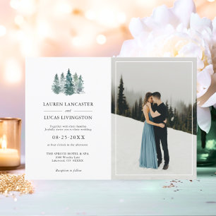 Invitation Pins rustiques mariages Vert foncé profond   PHOTO