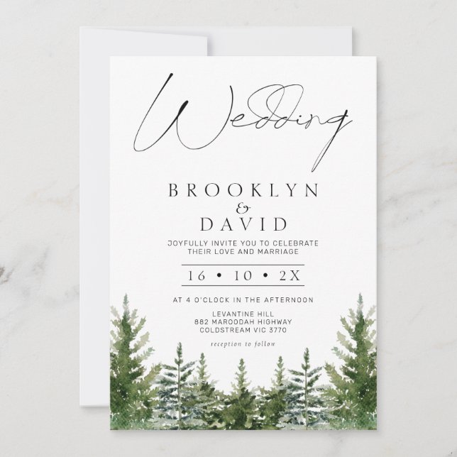 Invitation Pins sauvages modernes Mariage minimaliste (Devant)