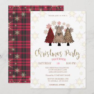 Invitation Pins Snowflakes Buffalo Plaid Christmas