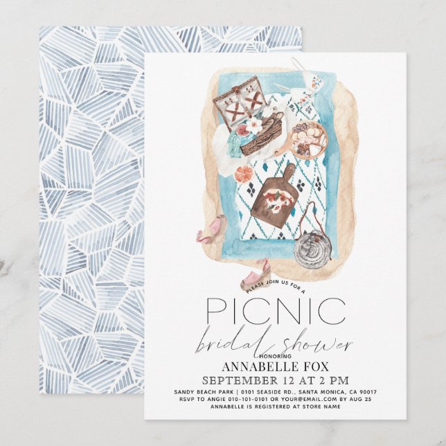 Invitation Pique-nique à la Fête des mariées de plage (Devant / Derrière)
