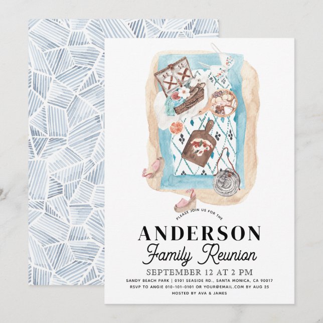 Invitation Pique-nique à la plage Réunion de famille (Devant / Derrière)