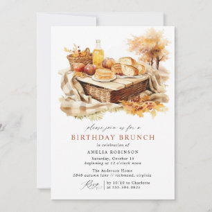 Invitation Pique-nique automne   Chute mignonne Thème Anniver