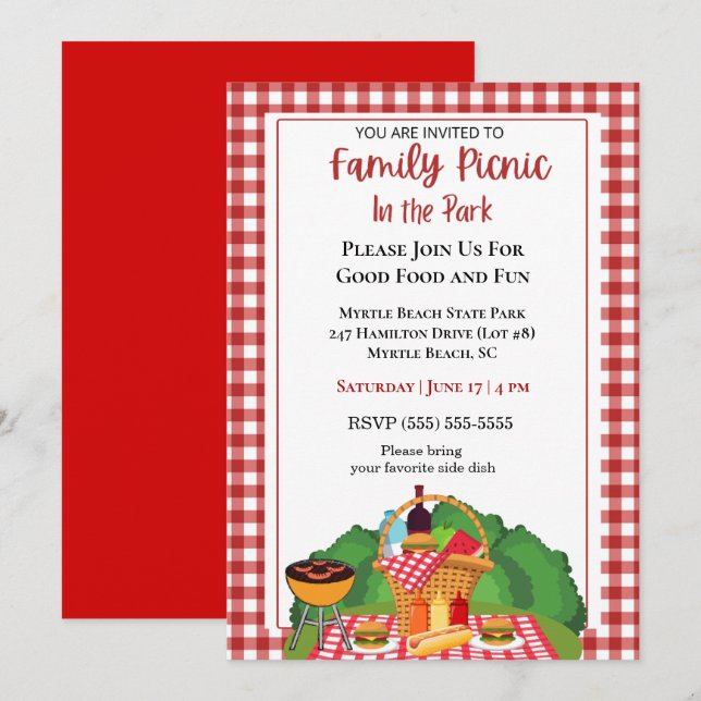 Invitation Pique-nique Barbecue Grillade Grillage (Devant / Derrière)