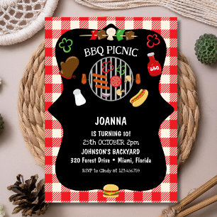 Invitation Pique-nique d'anniversaire BBQ