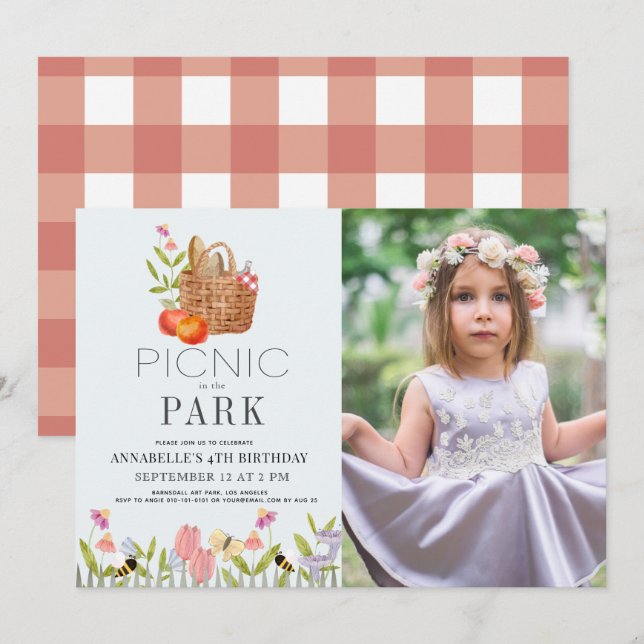 Invitation Pique-nique dans le panier du parc Floral Annivers (Devant / Derrière)