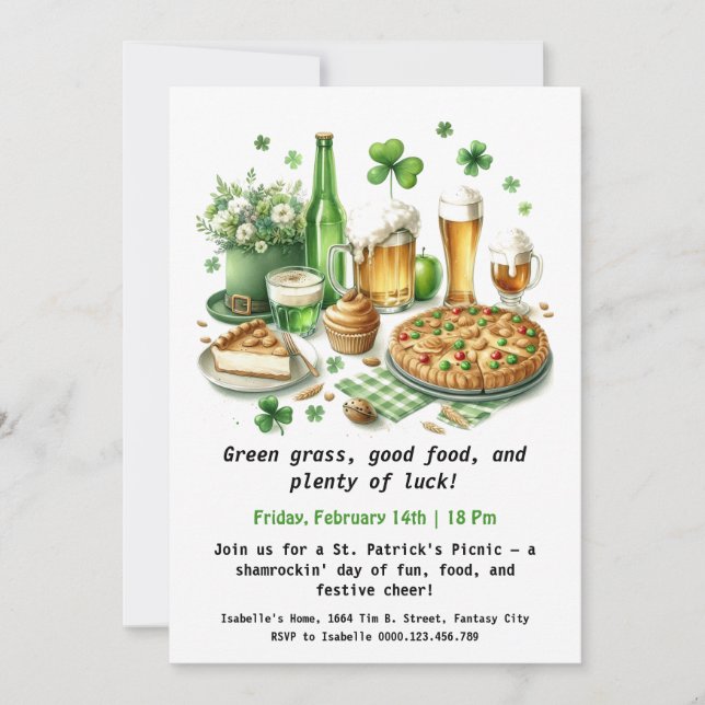 Invitation Pique-nique de la Saint-Patrick – Chanceux Amuseme (Devant)