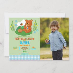 Invitation Pique-nique de Teddy Bear's Birthday Photo Park Bl