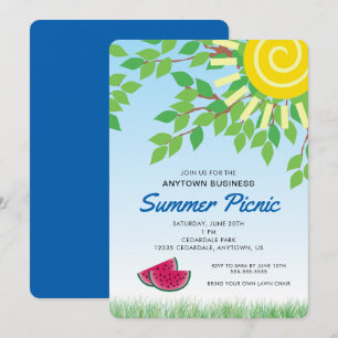 Invitation Pique-nique d'été   Feuilles et pastèque