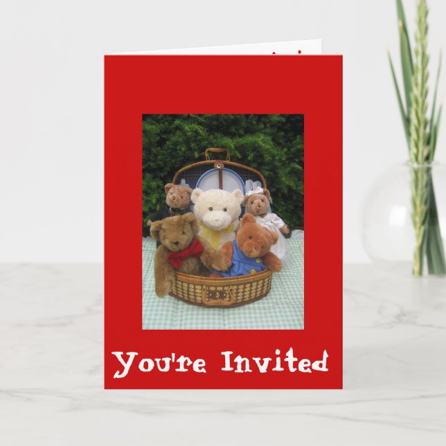 Invitation Pique-nique d'ours de nounours (Devant)