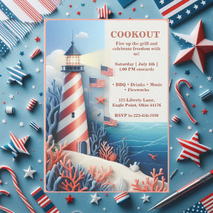 Invitation Pique-nique du 4 juillet de la fête de l'Indépenda