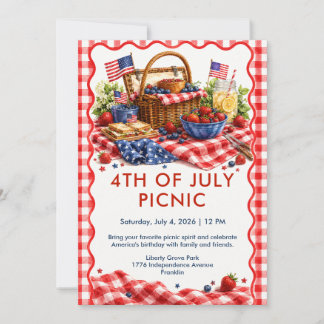 Invitation Pique-nique du 4 juillet - Pique-nique d'été patri