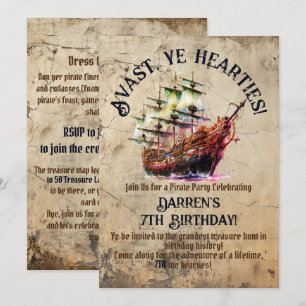 Invitation Pirate Adventure Attend   Partie de thème d'expédi