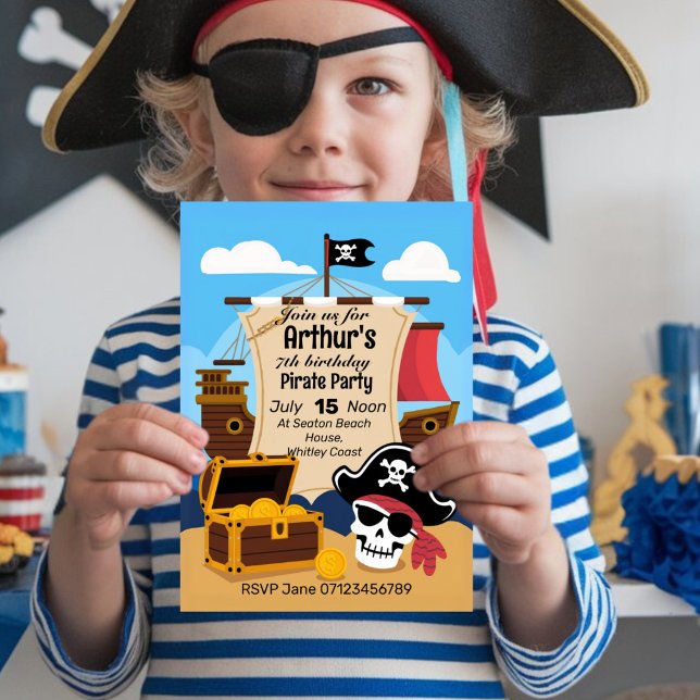 Invitation Pirate aventure enfant anniversaire de fête thème  (Créateur téléchargé)